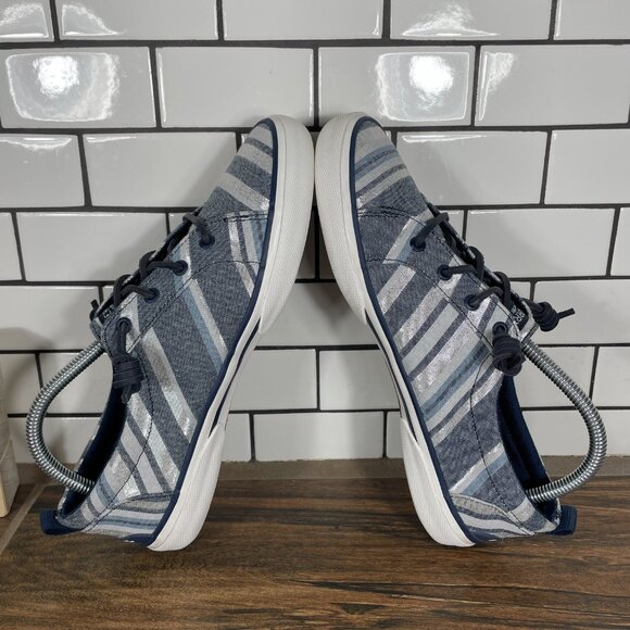 Sperry Pier Wave LTT Sneaker Womens Size 8.5 Shoes Navy Multicolor SeaCycled - Picture 6 of 13
